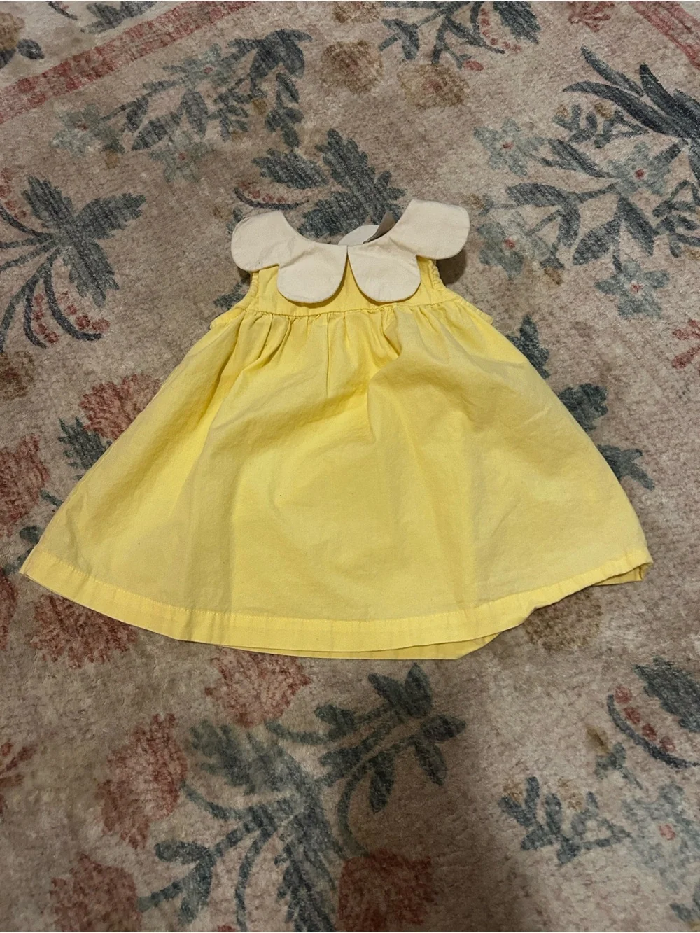 Hanna Andersson Yellow Baby Dress with Scalloped White Collar + Bloomers